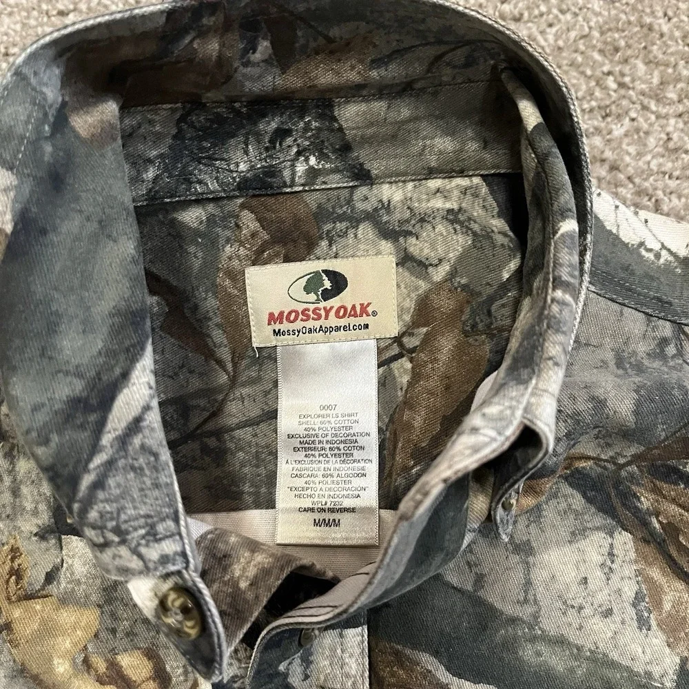 Mossy Oak Treestand Camo Men's M Long Sleeve‎ Button Down Shirt Hunting Outdoor